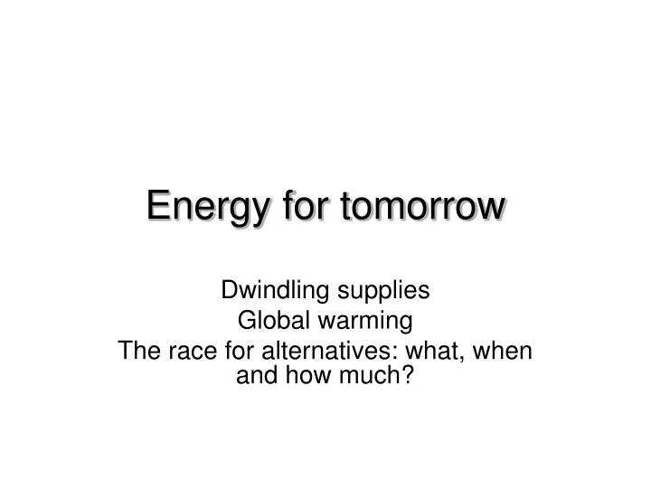 energy for tomorrow