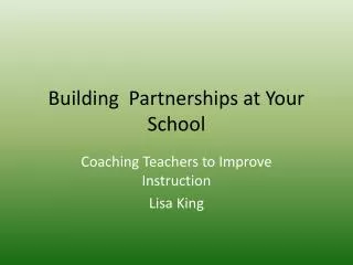Building Partnerships at Your School
