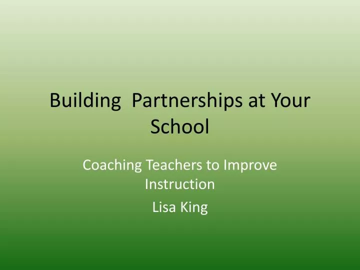 building partnerships at your school