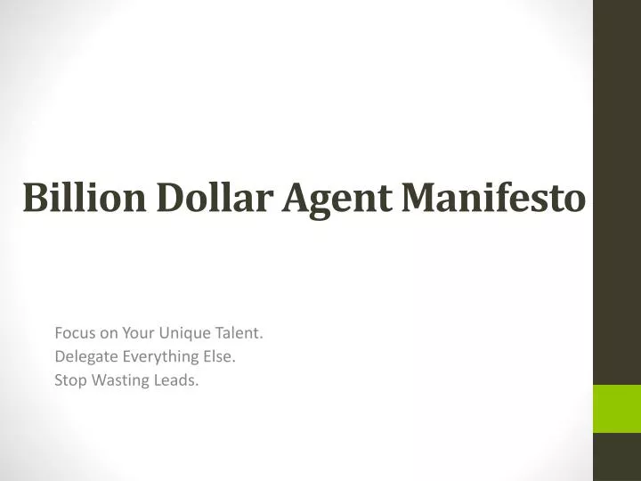 billion dollar agent manifesto