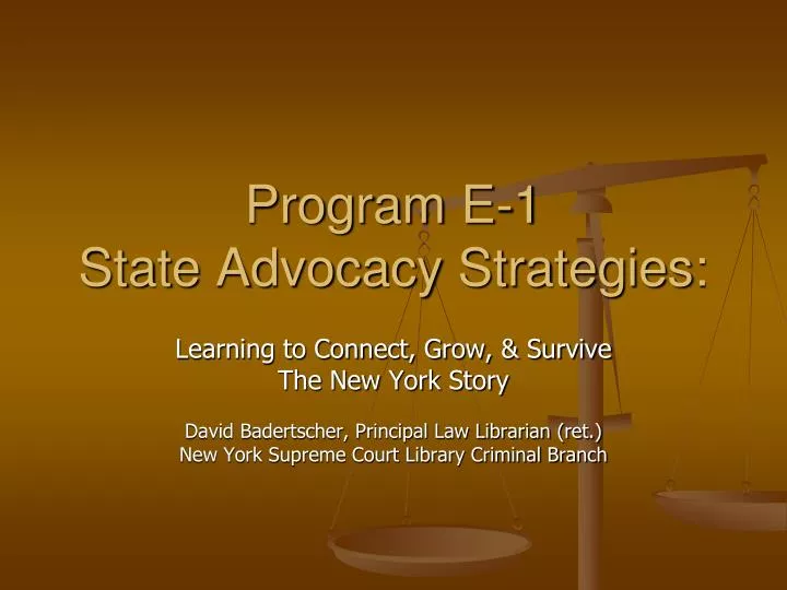program e 1 state advocacy strategies