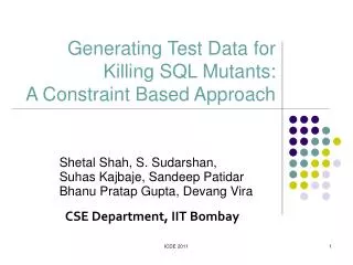 Generating Test Data for Killing SQL Mutants: A Constraint Based Approach