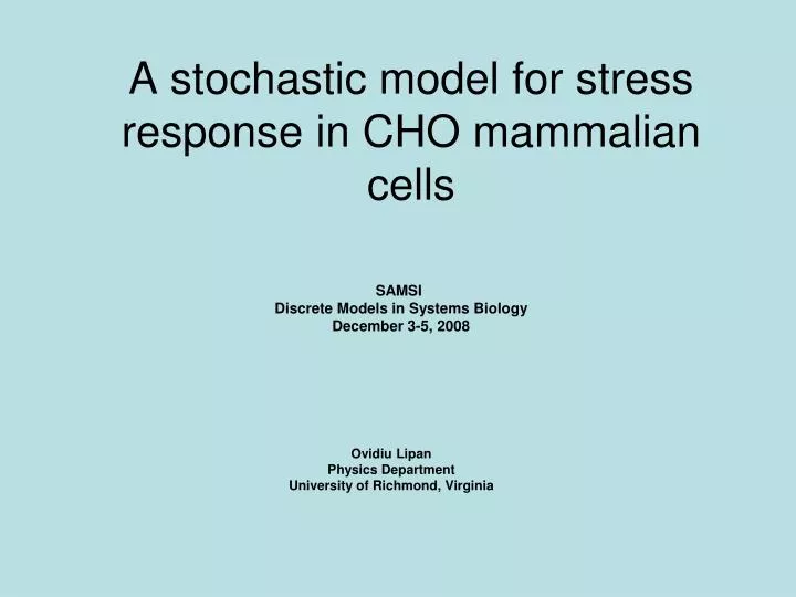 a stochastic model for stress response in cho mammalian cells
