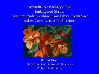 Robert Boyd Department of Biological Sciences Auburn University