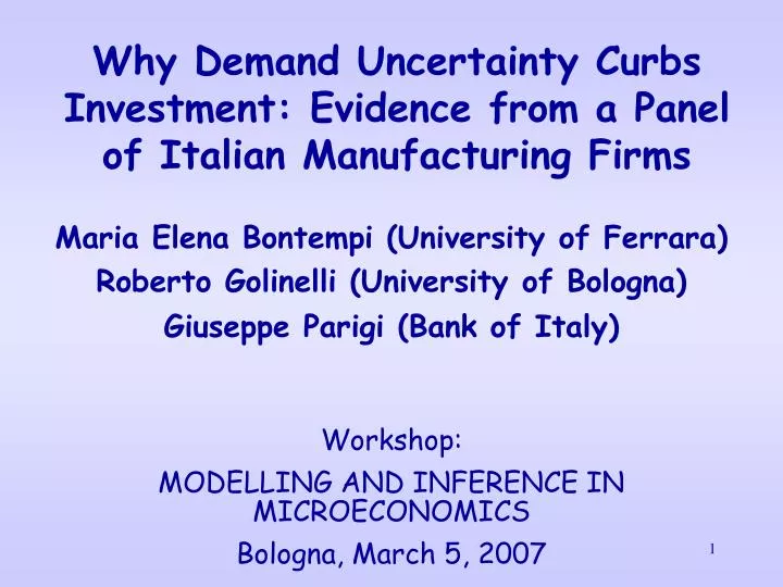 why demand uncertainty curbs investment evidence from a panel of italian manufacturing firms