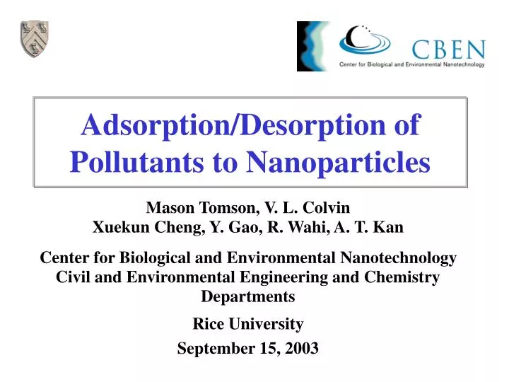 adsorption desorption of pollutants to nanoparticles