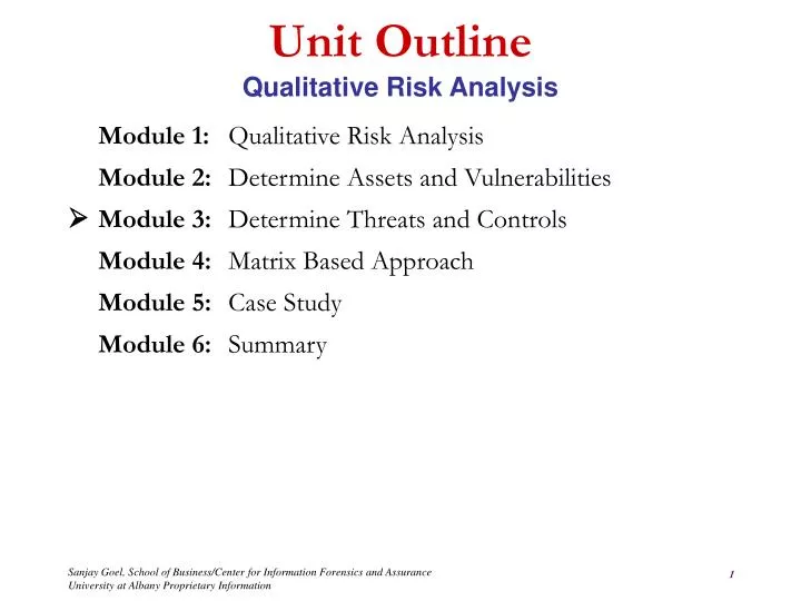 unit outline qualitative risk analysis