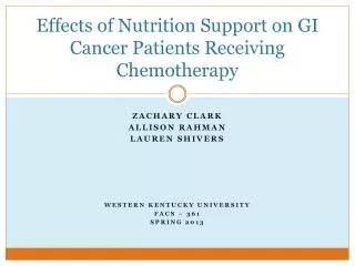 Effects of Nutrition Support on GI Cancer Patients Receiving Chemotherapy