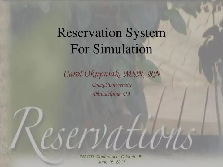 reservation system for simulation