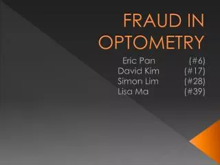 FRAUD IN OPTOMETRY