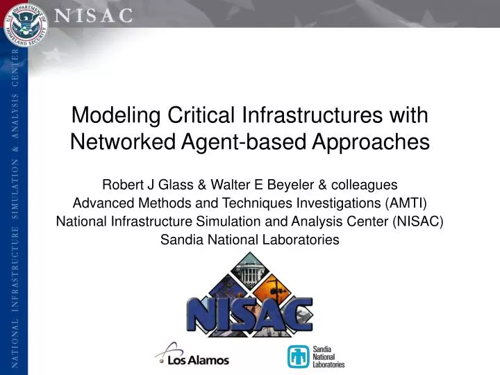 modeling critical infrastructures with networked agent based approaches