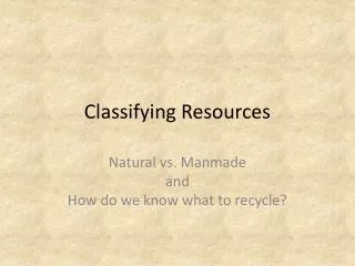Classifying Resources