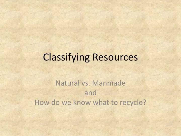 classifying resources