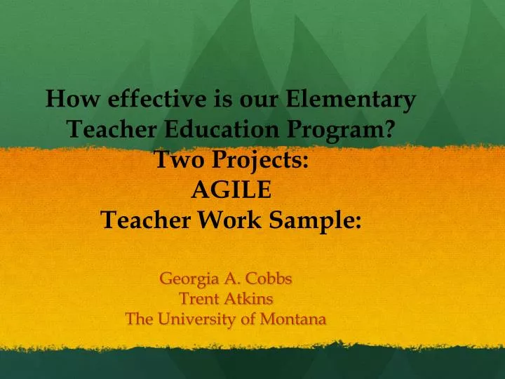 how effective is our elementary teacher education program two projects agile teacher work sample
