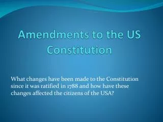 Amendments to the US Constitution