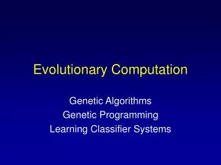 Evolutionary Computation