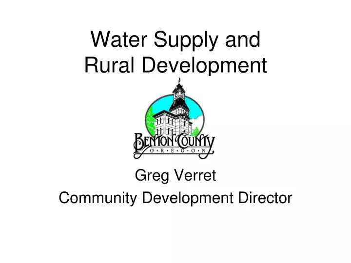 water supply and rural development
