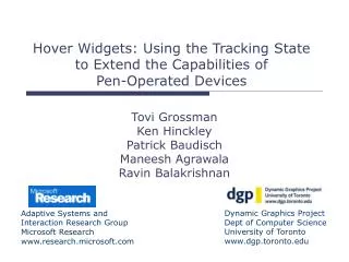 Hover Widgets: Using the Tracking State to Extend the Capabilities of Pen-Operated Devices