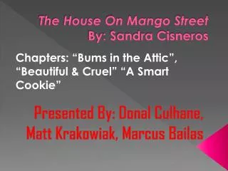 The House On Mango Street By: Sandra Cisneros