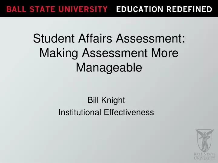 student affairs assessment making assessment more manageable
