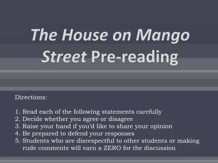 the house on mango street pre reading