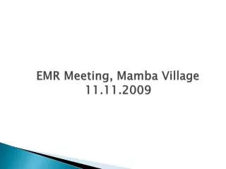 EMR Meeting, Mamba Village 11.11.2009