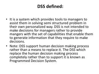 DSS defined: