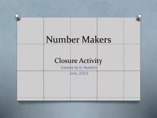 Number Makers Closure Activity