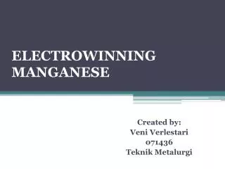 electrowinning manganese