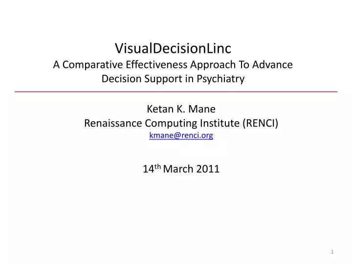 visualdecisionlinc a comparative effectiveness approach to advance decision support in psychiatry