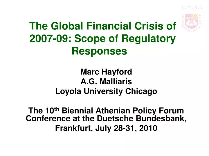 the global financial crisis of 2007 09 scope of regulatory responses