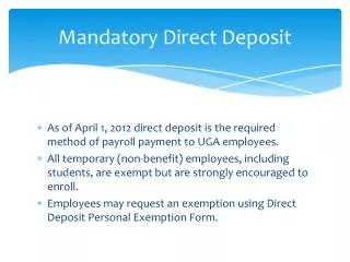 Mandatory Direct Deposit