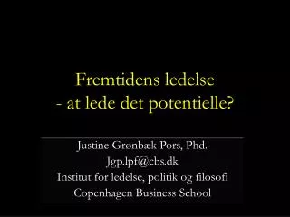 fremtidens ledelse at lede det potentielle