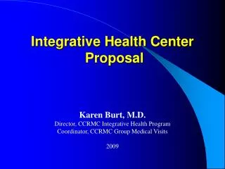 Integrative Health Center Proposal