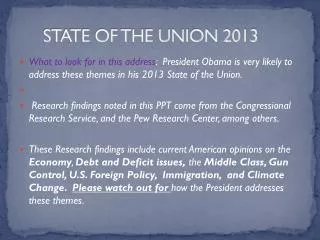 STATE OF THE UNION 2013