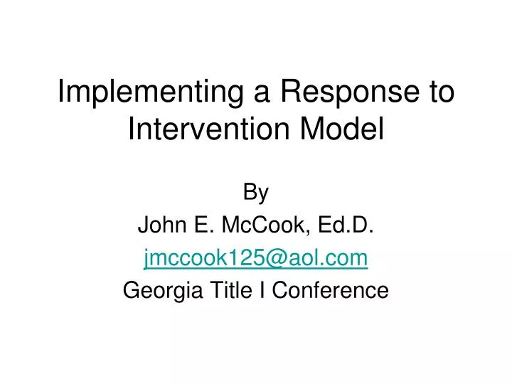 implementing a response to intervention model