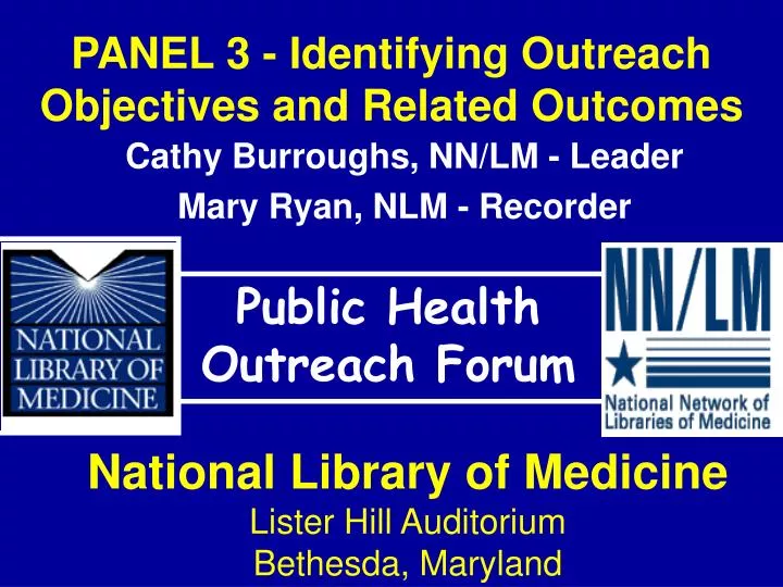 panel 3 identifying outreach objectives and related outcomes