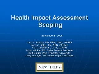 Health Impact Assessment Scoping