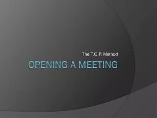 Opening a meeting
