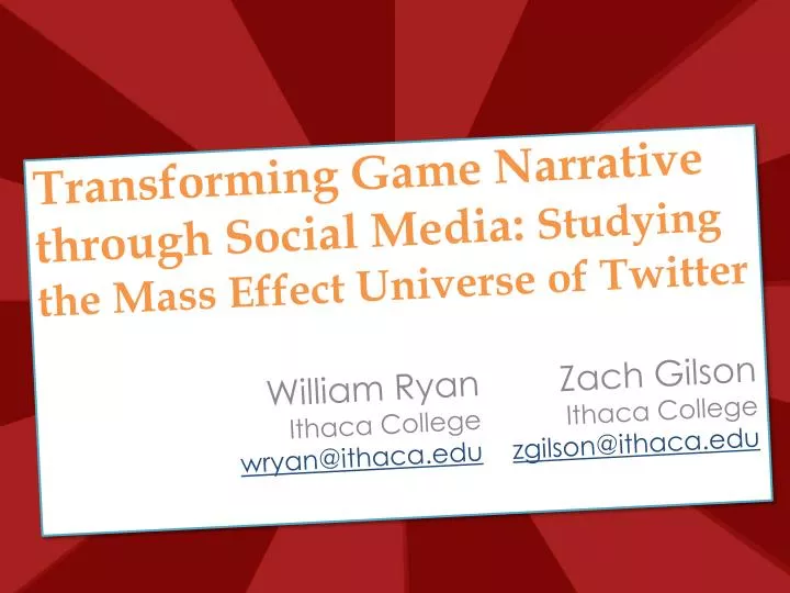 transforming game narrative through social media studying the mass effect universe of twitter