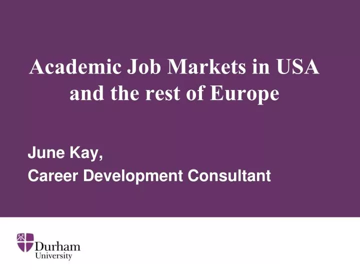 academic job markets in usa and the rest of europe