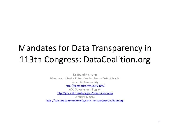 mandates for data transparency in 113th congress datacoalition org