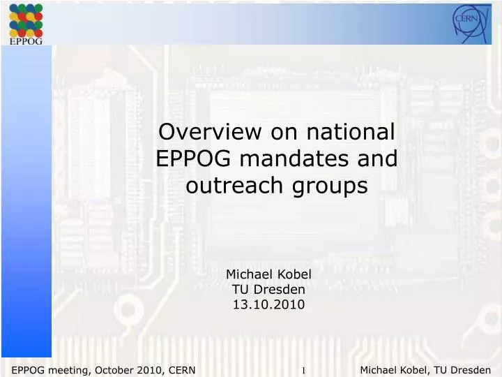 overview on national eppog mandates and outreach groups