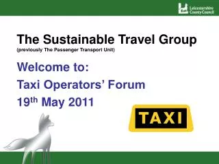 The Sustainable Travel Group (previously The Passenger Transport Unit)