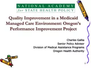 quality improvement in a medicaid managed care environment oregon s performance improvement project