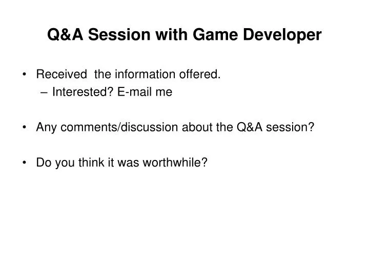 q a session with game developer