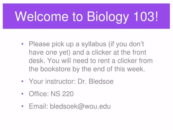 welcome to biology 103
