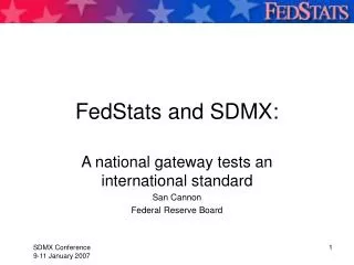 FedStats and SDMX: