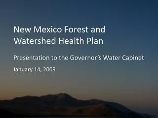 New Mexico Forest and Watershed Health Plan