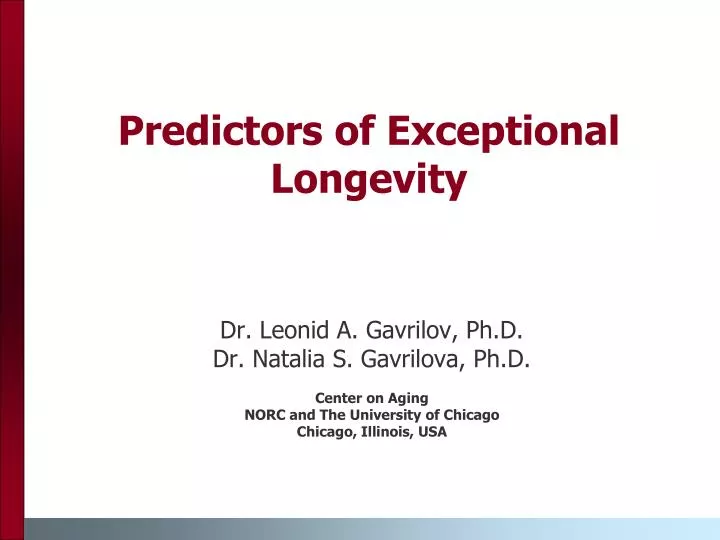predictors of exceptional longevity